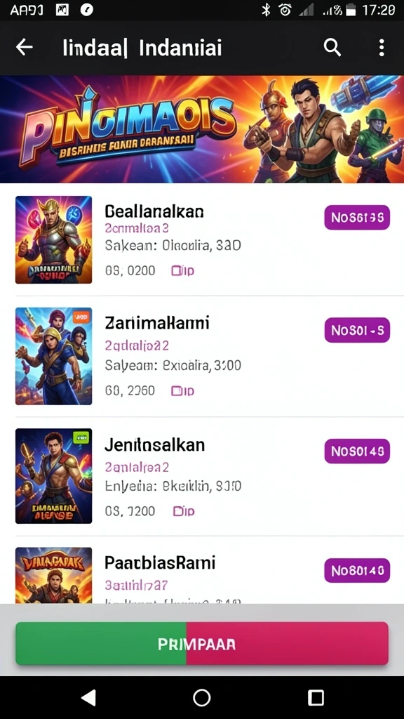 Menampilkan berbagai senjata yang dapat digunakan dalam permainan.