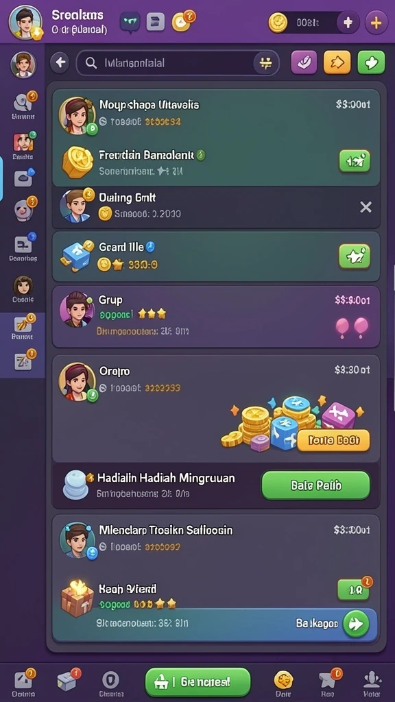 Menu pilihan permainan yang mudah diakses.